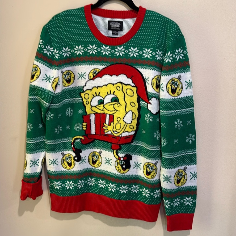 Nickelodeon SpongeBob Christmas Sweater, size medium and small